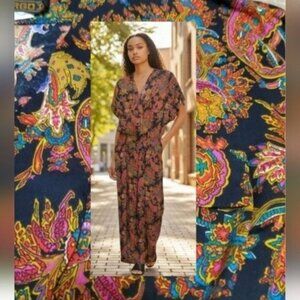 Vintage 80's Jumpsuit Virgo II Colorful Button Front Rare